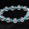 Rock-Crystal & Blue Topaz Gemstone Beaded Flexible Bracelet BS-1071