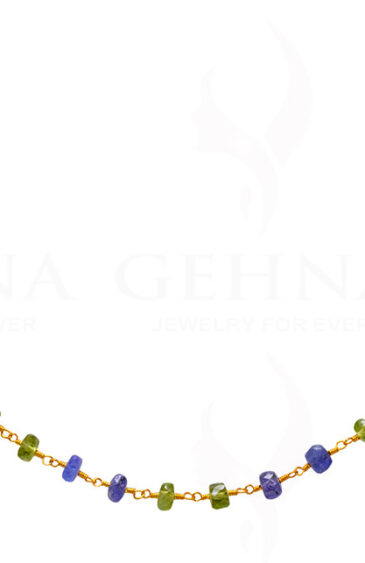 18″ Tanzanite & Peridot Bead Chain In .925 Sterling Silver CS-1071