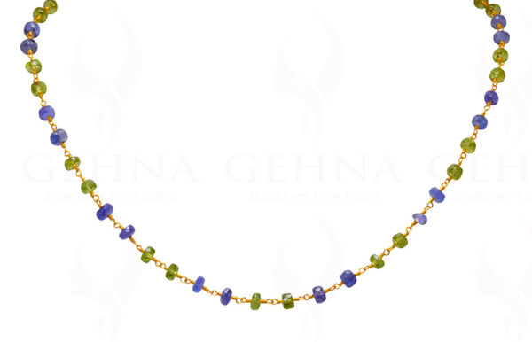 18" Tanzanite & Peridot Bead Chain In .925 Sterling Silver CS-1071