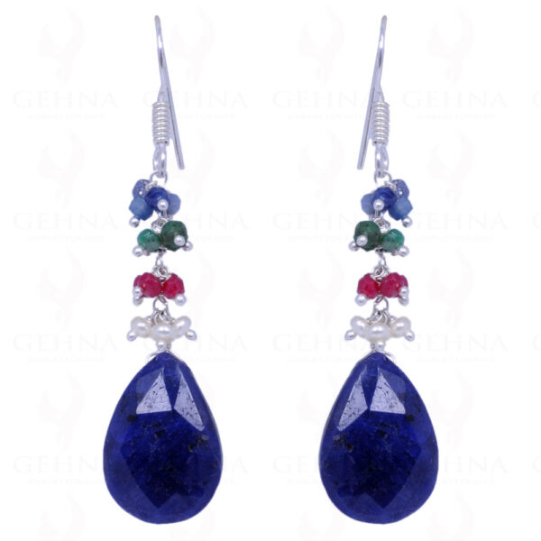 Pearl, Emerald, Blue Sapphire Ruby Gemstone Earrings In .925 Solid Silver ES-1071