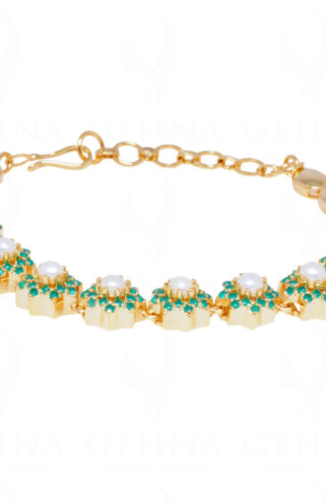 stylish Pearl & Emerald studded fascinating Bracelet FB-1071