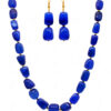 Blue Sapphire Tumble With Gold Plated Spacer Beads Necklace & Earring Set FN-1071