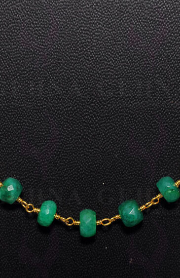 Emerald Gemstone Faceted Bead Chain Knotted In .925 Sterling Silver CP-1071