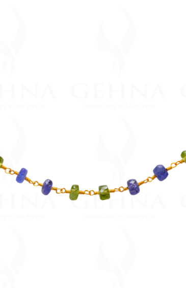 18″ Tanzanite & Peridot Bead Chain In .925 Sterling Silver CS-1071