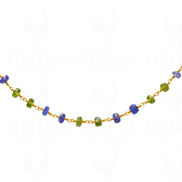 18" Tanzanite & Peridot Bead Chain In .925 Sterling Silver CS-1071