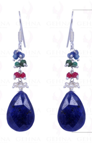 Pearl, Emerald, Blue Sapphire Ruby Gemstone Earrings In .925 Solid Silver ES-1071