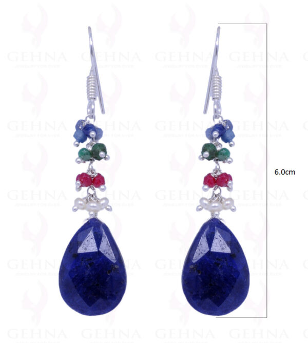 Pearl, Emerald, Blue Sapphire Ruby Gemstone Earrings In .925 Solid Silver ES-1071