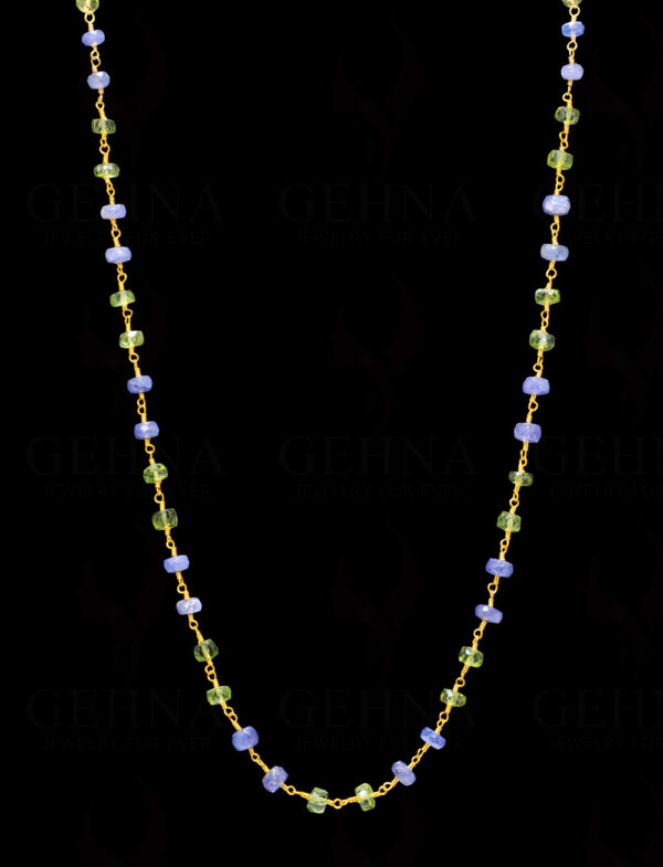 18" Tanzanite & Peridot Bead Chain In .925 Sterling Silver CS-1071