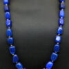 Blue Sapphire Tumble With Gold Plated Spacer Beads Necklace & Earring Set FN-1071