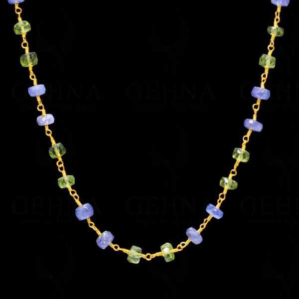 18" Tanzanite & Peridot Bead Chain In .925 Sterling Silver CS-1071