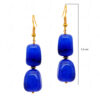 Blue Sapphire Tumble With Gold Plated Spacer Beads Necklace & Earring Set FN-1071