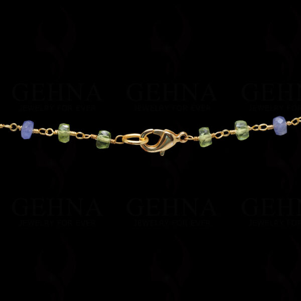 18" Tanzanite & Peridot Bead Chain In .925 Sterling Silver CS-1071