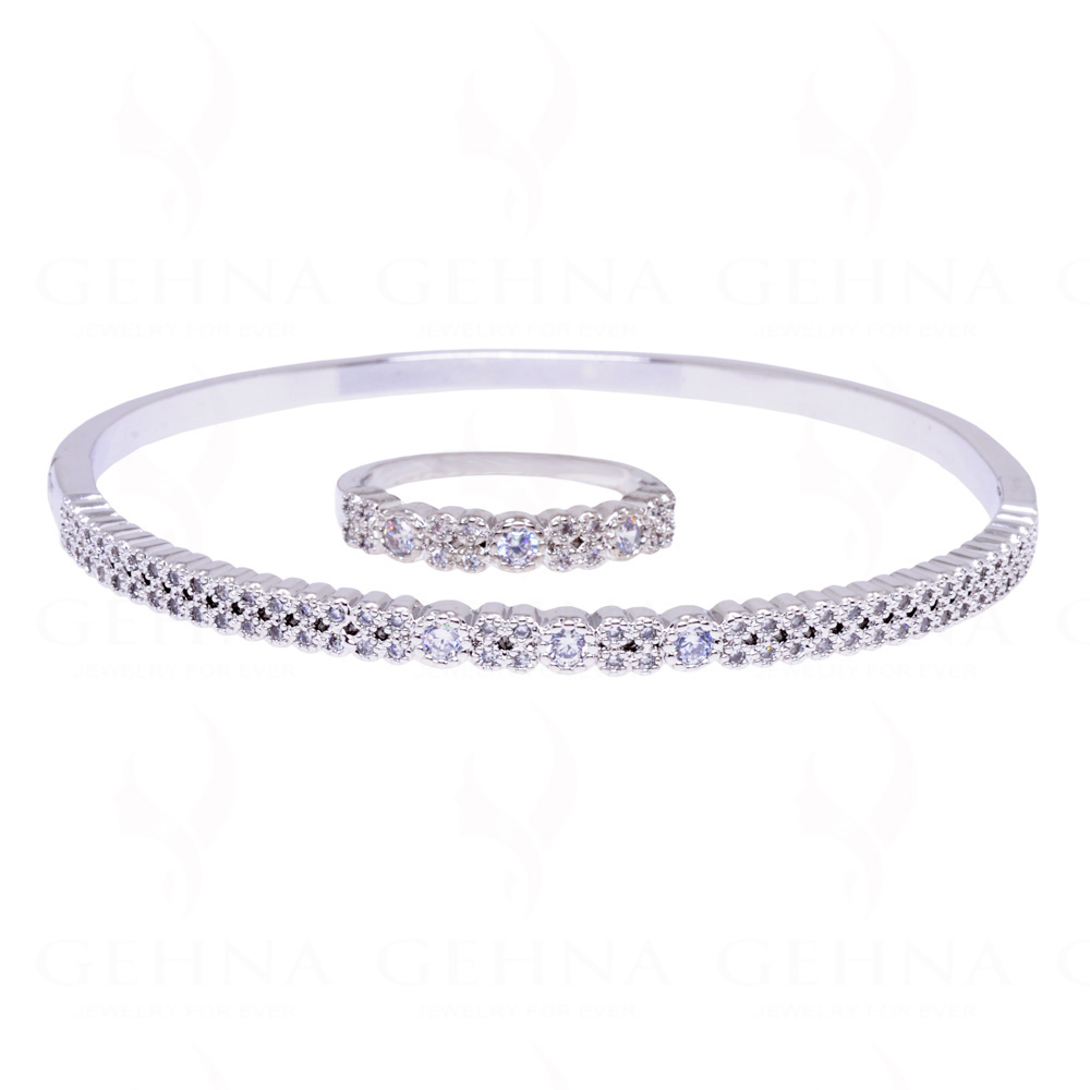 Combo offer - elegant Cubic Zirconia Studded Stylish Bracelet & Ring FB-1072