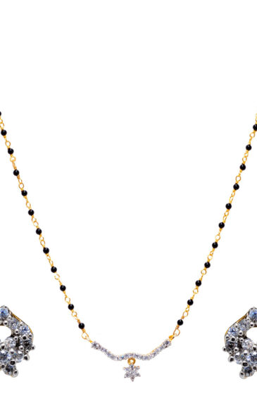 Cubic Zirconia & Black Spinel Beads Studded Classic Pendant Set FP-1072
