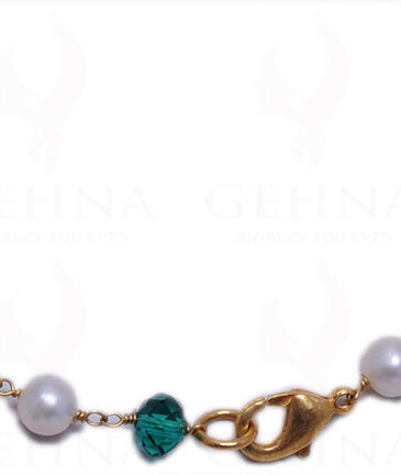 Cultured Pearl & Multi Color Quartz Bead Chain In .925 Sterling Silver Cm1072