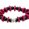 Wooden & Black Onyx Gemstone Beaded Flexible Bracelet BS-1073