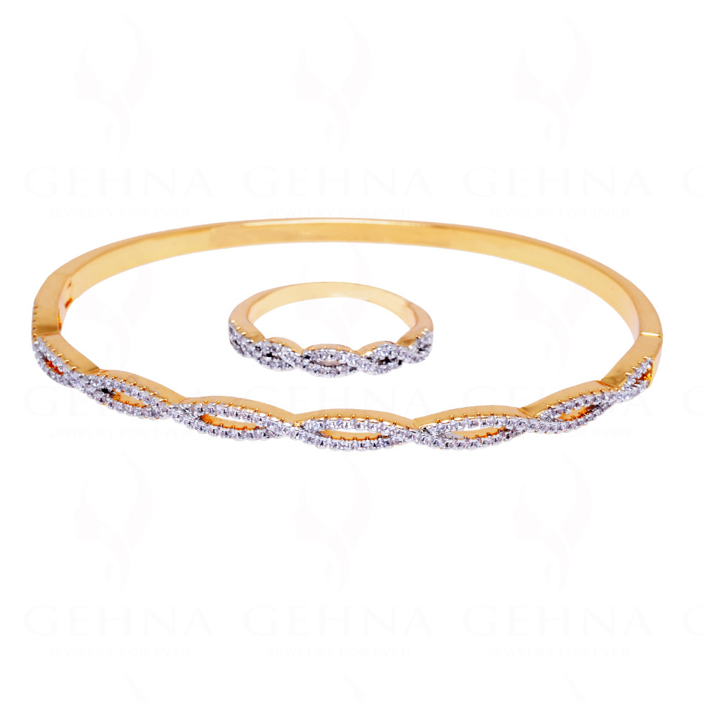 Combo offer - Cubic Zirconia Studded Bracelet & Ring FB-1073