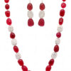 Chalcedony Tumble With Silver Plated Spacer Beads Necklace Set FN-1073