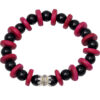 Wooden & Black Onyx Gemstone Beaded Flexible Bracelet BS-1073