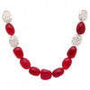 Chalcedony Tumble With Silver Plated Spacer Beads Necklace Set FN-1073