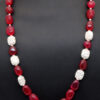 Chalcedony Tumble With Silver Plated Spacer Beads Necklace Set FN-1073