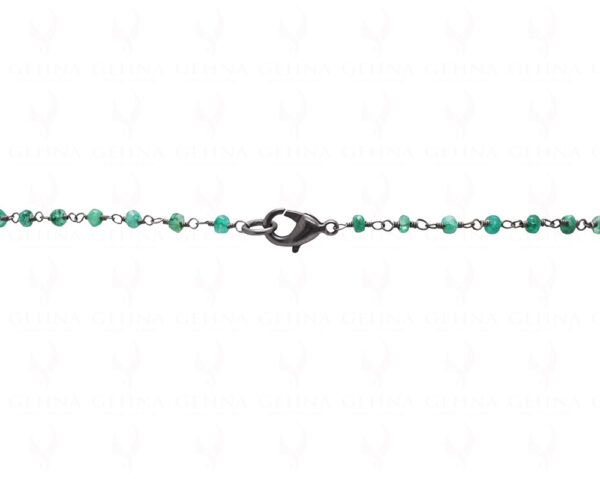 Ruby & Emerald Gemstone Faceted Bead Knotted Chain In Silver CP-1073