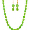Peridot Green Tumble Necklace & Earrings With Gold Plated Spacer Beads FN-1074