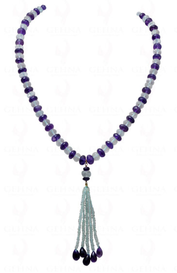 Amethyst & Aquamarine Gemstone Faceted Bead Necklace NS-1074