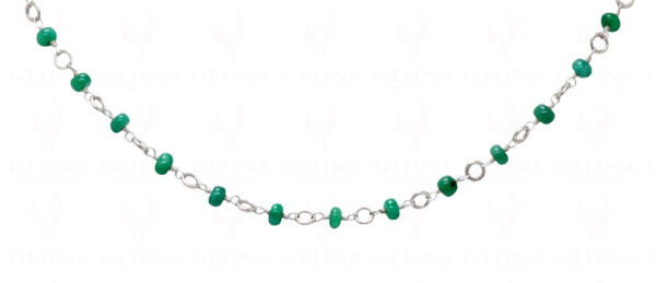 Emerald Gemstone Knotted Bead Chain In .925 Sterling Silver CP-1074
