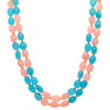 2 Rows Necklace Of Rose Quartz & Chalcedony Tumbles With Gold Spacer Bead FN-1075