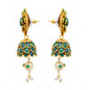 Emerald, White Sapphire & Pearl Studded Pachi Earrings FE-1075