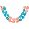 2 Rows Necklace Of Rose Quartz & Chalcedony Tumbles With Gold Spacer Bead FN-1075