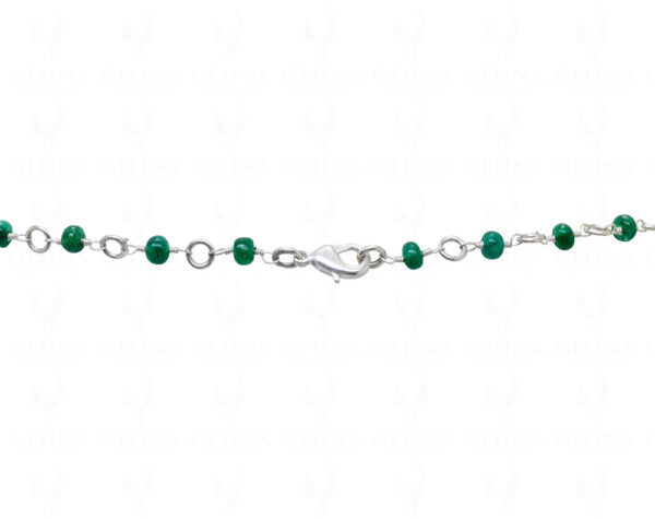 Emerald Gemstone Knotted Bead Necklace In .925 Sterling Silver CP-1075