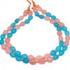 2 Rows Necklace Of Rose Quartz & Chalcedony Tumbles With Gold Spacer Bead FN-1075