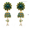 Emerald, White Sapphire & Pearl Studded Pachi Earrings FE-1075