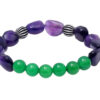 Amethyst & Green Onyx Gemstone Beaded Flexible Bracelet BS-1076