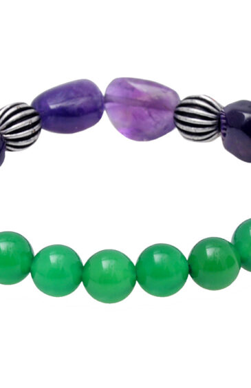 Amethyst & Green Onyx Gemstone Beaded Flexible Bracelet BS-1076