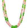 2 Rows Necklace Of Rose Quartz & Prehnite With Butterfly Spacer Beads FN-1076