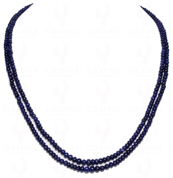 2 Rows Of African Blue Sapphire Gemstone Cabochon Bead Necklace NP-1076