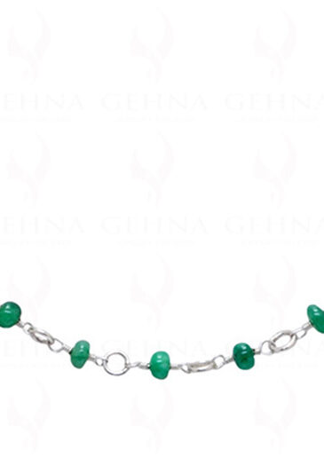 Emerald Gemstone Knotted Bead Chain In .925 Sterling Silver CP-1076