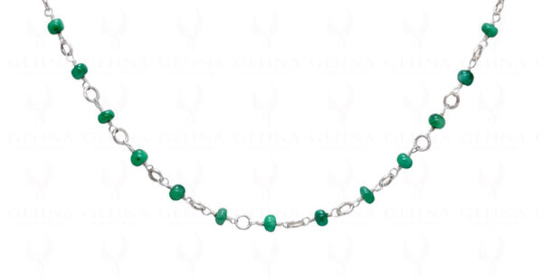 Emerald Gemstone Knotted Bead Chain In .925 Sterling Silver CP-1076