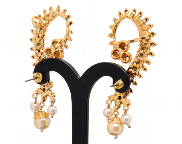 Pearl & Simulated Diamond Studded Alluring Ear Cuff Earrings FE-1076