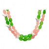 2 Rows Necklace Of Rose Quartz & Prehnite With Butterfly Spacer Beads FN-1076