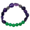 Amethyst & Green Onyx Gemstone Beaded Flexible Bracelet BS-1076