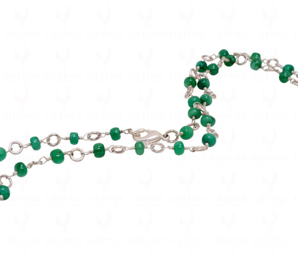 Emerald Gemstone Knotted Bead Chain In .925 Sterling Silver CP-1076