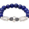 Lapis Lazuli Gemstone Beaded Flexible Bracelet With Silver Elements BS-1077