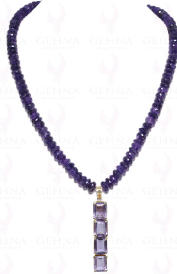 Amethyst Gemstone Necklace Set Made In 925 Sterling Silver NS-1077