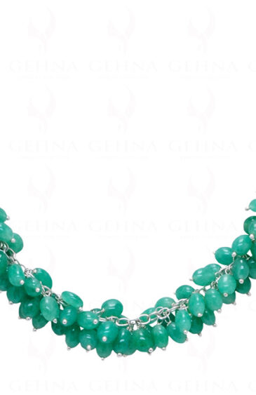 Emerald Gemstone Oval Shaped Bead Chain In 925 Sterling Silver CP-1077