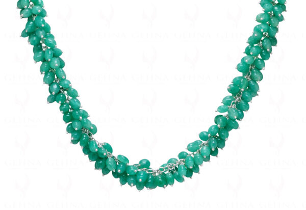 Emerald Gemstone Oval Shaped Bead Chain In 925 Sterling Silver CP-1077