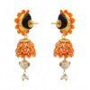 Orange Carnelian, White Sapphire & Pearl Studded Pachi Earrings FE-1077